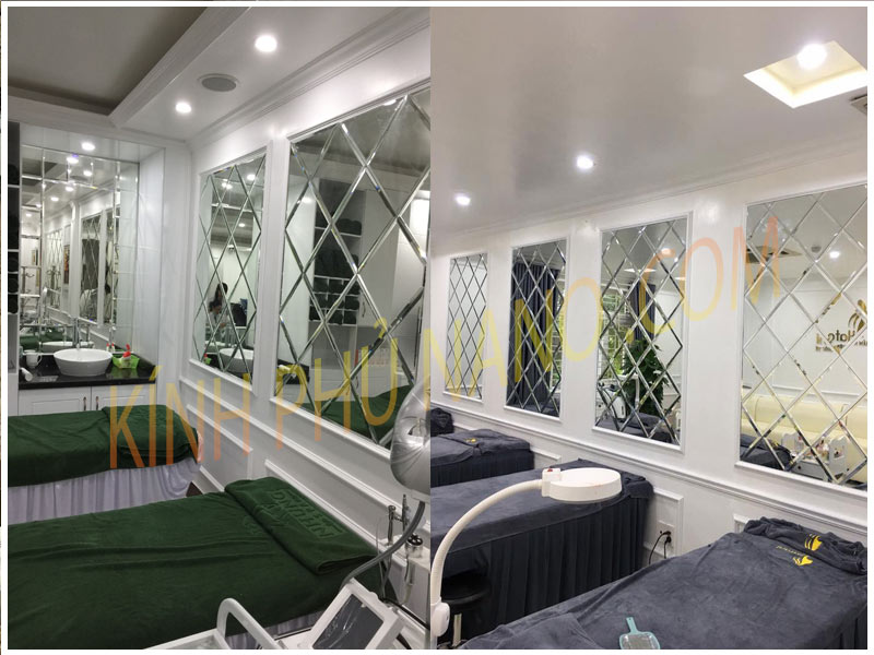 Gương ghép quả trám trang trí Spa