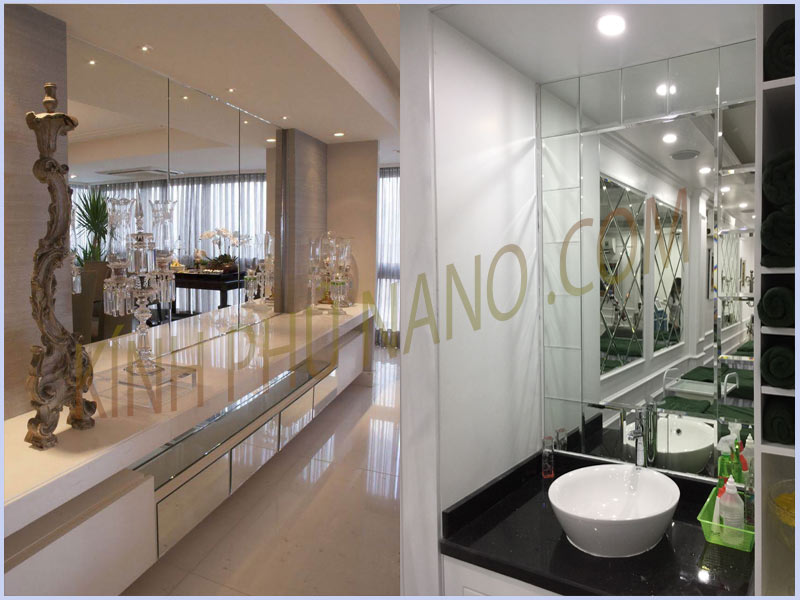 Sử dụng gương ghép trang trí cho nhà tắm