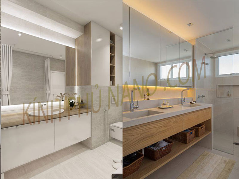 Gương đèn led vệ sinh ánh sáng trắng và ánh sáng vàng