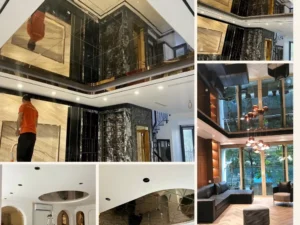 gương dán trần màu tra